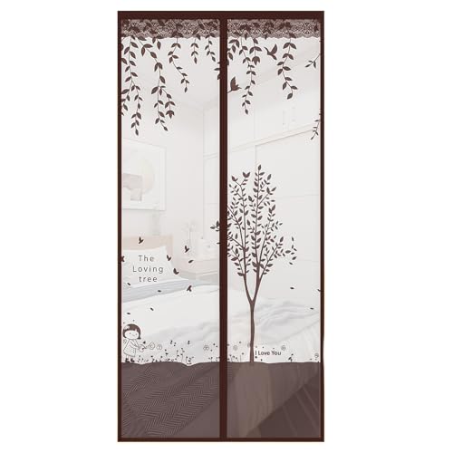 Drawelry Magnet Fenster Fliegengitter mit Selbstklebend Magnet Türvorhänge Moskitonetz Netz Gewebte Anti-Mücken Fliegen Insektenschutz Türgitter für Haus Tür Fenster (Baummuster, 180 * 220cm) von Drawelry