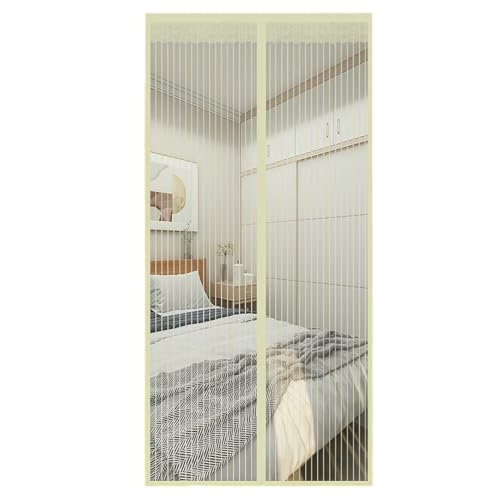 Drawelry Magnet Fenster Fliegengitter mit Selbstklebend Magnet Türvorhänge Moskitonetz Netz Gewebte Anti-Mücken Fliegen Insektenschutz Türgitter für Haus Tür Fenster (Beige, 160 * 200cm) von Drawelry