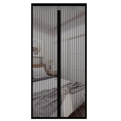 Drawelry Magnet Fenster Fliegengitter mit Selbstklebend Magnet Türvorhänge Moskitonetz Netz Gewebte Anti-Mücken Fliegen Insektenschutz Türgitter für Haus Tür Fenster (Schwarz Streifen, 160 * 200cm) von Drawelry