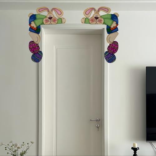 Drawelry Ostern Türrahmen Dekoration Holz Osterei, Karotte, Hase, Tulpe, Blume Holzskulptur, Türaufsatz Türecke Ornament Tür Fenster Hängende Heim Dekor, Weihnachts Oster Geschenke (B, Links) von Drawelry