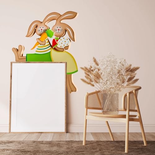 Drawelry Ostern Türrahmen Dekoration Holz Osterei, Karotte, Hase, Tulpe, Blume Holzskulptur, Türaufsatz Türecke Ornament Tür Fenster Hängende Heim Dekor, Weihnachts Oster Geschenke (C, Links) von Drawelry