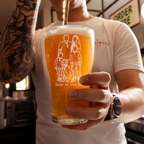 Drawelry Personalisiert Foto Biergläser mit Bild Name Text Drucken Bierglas Glasbecher 570ml Bier Trink Gläser Vatertag Geburtstag Geschenke für Männer Papa Großvater Ehemann Freunde (B6) von Drawelry