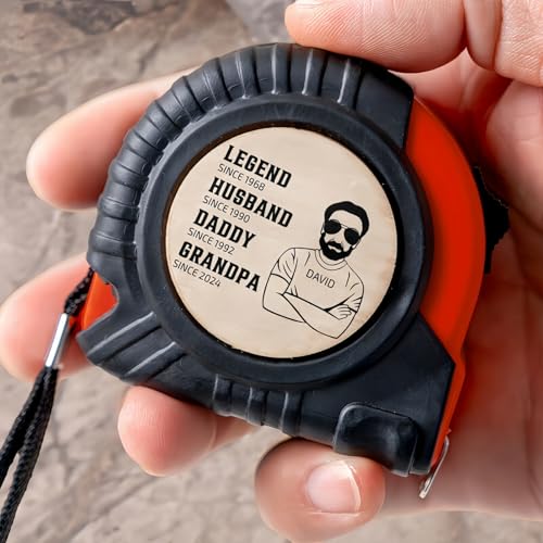 Drawelry Personalisierte Foto Maßbänder mit Bild Name Text Gravur Hängeschnalle Bandmaß 5-7,5 Meter DIY Einziehbar Länge Größe Maßen Werkzeuge Bandmaß Vatertag Geburtstag Geschenke für Papa Dad (B3) von Drawelry