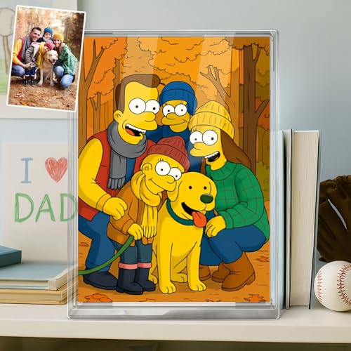 Drawelry Personalisierte Foto Name Acrylschild Ornamente mit 3D Cartoon Bild Acrylplatte Acryl Schild Plakette Acrylblock Tisch Dekoration Geschenke für Familie Freunde Haustiere Team (C4) von Drawelry