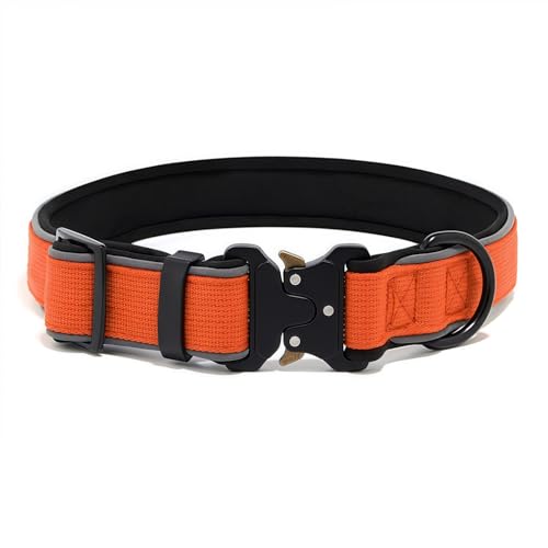 Drawelry Taktisches Halsband mit Reflektierendem Schlauch für Klein Mittel und große Hunde, Anti-Verlust Labrador Spezielles Haustierhalsband (Orange, L) von Drawelry