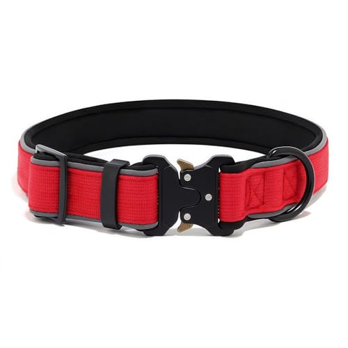 Drawelry Taktisches Halsband mit Reflektierendem Schlauch für Klein Mittel und große Hunde, Anti-Verlust Labrador Spezielles Haustierhalsband (Rot, M) von Drawelry