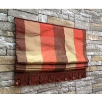 Flat Roman Shade Fensterbehandlung | Nach Maß in Seidenstoff & Quaste Trim Designer Qualität von DrawnCompany