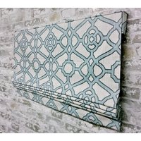 Flat Roman Shade Fensterbehandlung | P Kaufmann Stoffpavillon Laubsägearbeit Tropisch Blau Designer Qualität von DrawnCompany