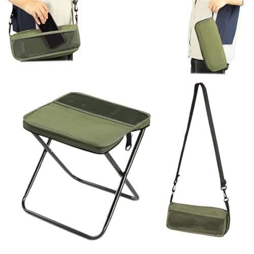 Drbrrly Faltbarer Rucksackhocker, Faltbarer Schulterhocker mit Tragetasche, Faltbarer Rucksackhocker, Leichter Mini-Klapphocker zum Angeln, Wandern, Picknicken und Reisen (Grün, L) von Drbrrly