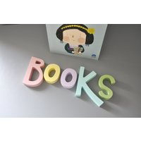 Bücher Holzbuchstaben Kinderzimmer Wanddeko - Pastell Bunte Buchstaben Bestes Geschenk Für von DreaMachineWorks