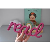 "Read "Read" Holzschild, Kinderzimmer Wanddeko - Fuchsia" von DreaMachineWorks