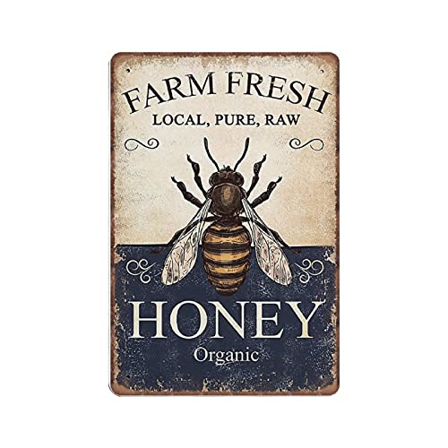 Dreacoss Farm Fresh Honey Blechschilder Vintage Honey Bee Poster, lokaler reiner roher Honig organisch, Metallschild lustiges Retro-Geschenk für Mama Papa, 20 x 30 cm Dreacoss Farm Fresh Honey Blechschilder Vintage Honey Bee Poster, lokaler reiner roher Honig organisch, Metallschild lustiges Retro-Geschenk für Mama Papa, 20 x 30 cm von Dreacoss