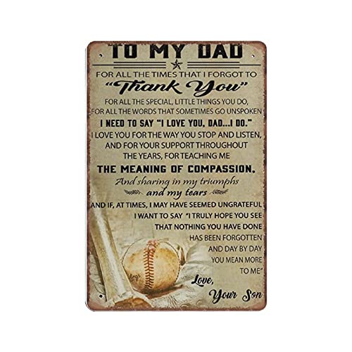 Dreacoss Baseball-Poster mit Aufschrift "To My Dad from Son", Geschenk zum Vatertag, Blechschild, für Bar, Pub, Vintage, Retro, Wanddekoration, Heimgruppe, Veranda, 140 x 200 mm Dreacoss Baseball-Poster mit Aufschrift "To My Dad from Son", Geschenk zum Vatertag, Blechschild, für Bar, Pub, Vintage, Retro, Wanddekoration, Heimgruppe, Veranda, 140 x 200 mm von Dreacoss