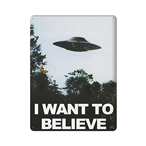 Dreacoss Blechschild, Motiv: Sci Fi UFO I Want To Believe Blechschilder, ikonisches Poster, Retro, lustig, Vintage, Wandkunst für Küche, Garten, Badezimmer, Bauernhof, Zuhause, Kaffee, Dekoration, von Dreacoss