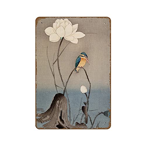 Dreacoss Kingfisher Print Ohara Koson Japanischer Vogeldruck Ukiyo-e Druck Holzblockdruck Neuheit Busted Knuckle Garage Schweißgeschäft Retro Blechschild Metall Metall Poster Vintage Schilder 140 mm x von Dreacoss