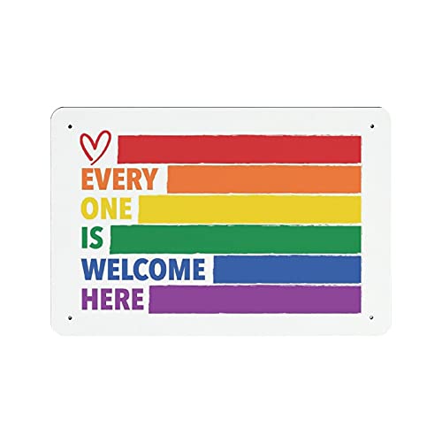 Dreacoss LGBT Poster – Everyone Is Welcome Here – Pride Vintage Poster Metall Blechschilder Wanddekoration Bar Club Lustige Küche Retro Salon Garage Geschenke für Mama Papa, 20,3 x 30,5 cm von Dreacoss