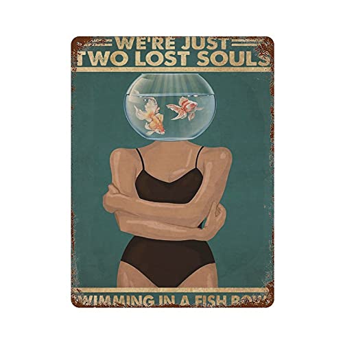 Dreacoss Metall-Blechschild, Retro-Poster, Eisenmalerei, Hippie-Mädchen, "We're Just Two Lost Souls Swimming in A Fish Bowl", Wandkunst, Badezimmer, Wanddekoration, Plaketten, Größe 20,3 x 30,5 cm Dreacoss Metall-Blechschild, Retro-Poster, Eisenmalerei, Hippie-Mädchen, "We're Just Two Lost Souls Swimming in A Fish Bowl", Wandkunst, Badezimmer, Wanddekoration, Plaketten, Größe 20,3 x 30,5 cm von Dreacoss