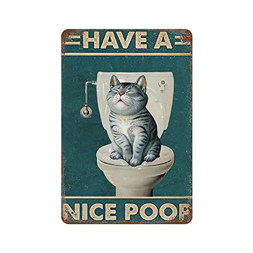 Dreacoss Metall-Blechschild, Retro-Stil, Neuheitsposter, Eisenmalerei, "Have A Nice Poop", Katzen-Blechschild, schwarze Katze, lustige Badezimmer-Dekoration, Wanddekoration, 20,3 x 30,5 cm Dreacoss Metall-Blechschild, Retro-Stil, Neuheitsposter, Eisenmalerei, "Have A Nice Poop", Katzen-Blechschild, schwarze Katze, lustige Badezimmer-Dekoration, Wanddekoration, 20,3 x 30,5 cm von Dreacoss