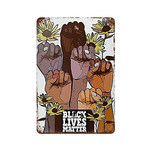 Dreacoss Metallblech-Retro-Schild "Black Lives Matter First Hand", starkes schwarzes Anti-Rassismus-Poster, Soziale Gerechtigkeit, Protestposter, schwarzer Stolz, schwarzer Geschichtsmonat, 30,5 x von Dreacoss