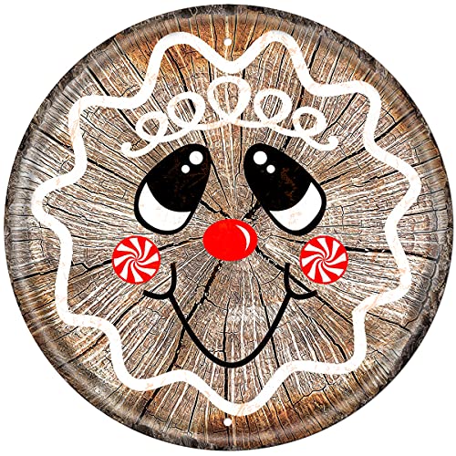 Dreacoss Rundes Tür-Blechschild, weihnachtlicher Lebkuchenmann, rundes Tür-Blechschild, Kaffeebar, Wohnzimmer, Bauernhaus, Wanddekoration, rundes Blechschild, 30,5 x 30,5 cm Dreacoss Rundes Tür-Blechschild, weihnachtlicher Lebkuchenmann, rundes Tür-Blechschild, Kaffeebar, Wohnzimmer, Bauernhaus, Wanddekoration, rundes Blechschild, 30,5 x 30,5 cm von Dreacoss