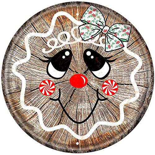 Dreacoss Rundes Tür-Blechschild mit Lebkuchenmädchen, rundes Tür-Blechschild, Kaffeebar, Wohnzimmer, Bauernhaus, Wanddekoration, rundes Blechschild, 30,5 x 30,5 cm von Dreacoss