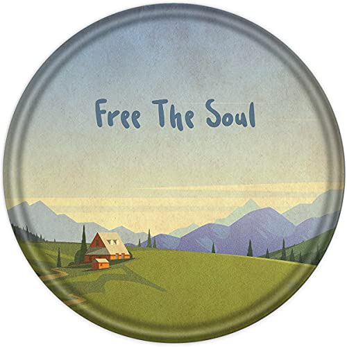 Free The Soul Blechschild Natur Blechschild Berge Blechschild Outdoor Wandkunst Hütte Wandkunst Hippie Poster Landschaft Kunst Wald Poster Neuheit Retro Rund Metall Blechschild Wandkunst Bauernhaus von Dreacoss