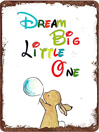 Lustiges Blechschild mit Aufschrift "Dream Big Rabbit", Wandkunst, Tier-Wanddekoration, motivierende Zitate für Baby, Kinderzimmer, Klassenzimmer, Kinderzimmer, Schlafzimmer, inspirierende Lustiges Blechschild mit Aufschrift "Dream Big Rabbit", Wandkunst, Tier-Wanddekoration, motivierende Zitate für Baby, Kinderzimmer, Klassenzimmer, Kinderzimmer, Schlafzimmer, inspirierende von Dreacoss