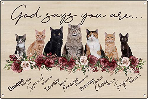 Metallschild "God Says You are Unique Special Lovely Precious Poster", Katzenliebhaber-Geschenk, Metall-Aluminium-Blechschild, 20 x 30 cm Metallschild "God Says You are Unique Special Lovely Precious Poster", Katzenliebhaber-Geschenk, Metall-Aluminium-Blechschild, 20 x 30 cm von Dreacoss