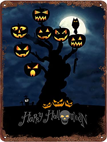 Retro-Blechschild "Happy Halloween", Eulen-Motiv, Wandkunst, Heimdekoration, Hauseinweihungsgeschenk für Café, Bar, Club, Pub, Schlafzimmer, Garten, Dekoration, 14 x 20 cm Retro-Blechschild "Happy Halloween", Eulen-Motiv, Wandkunst, Heimdekoration, Hauseinweihungsgeschenk für Café, Bar, Club, Pub, Schlafzimmer, Garten, Dekoration, 14 x 20 cm von Dreacoss