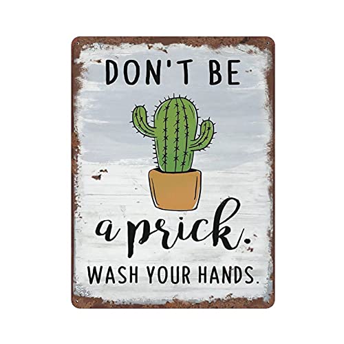 Retro-Blechschild mit Aufschrift "Succulent Bath Don't Be A Prick Wash Your Hands", Retro-Blechschild, Sukkulenten-Liebhaber, Geschenk, Pflanze, Wandkunst, Dekoration, lustige Badezimmer-Dekoration von Dreacoss