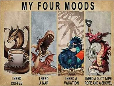 Rustikales Retro-Metall-Blechschild – Dragon My Four Moods Metall-Poster-Schild für Jungenzimmer, Dekoration, alte Mode für Zuhause, Wohnzimmer, Schlafzimmer, Kaffee, Wanddekoration, 14 x 20,3 cm Rustikales Retro-Metall-Blechschild – Dragon My Four Moods Metall-Poster-Schild für Jungenzimmer, Dekoration, alte Mode für Zuhause, Wohnzimmer, Schlafzimmer, Kaffee, Wanddekoration, 14 x 20,3 cm von Dreacoss