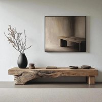 Natural Log Tv Stand | Rustic Solid Wood Media Console Japanese Minimalist Wooden Unit For Home Natural Log Tv Stand | Rustic Solid Wood Media Console Japanese Minimalist Wooden Unit For Home von DreadsandCraft