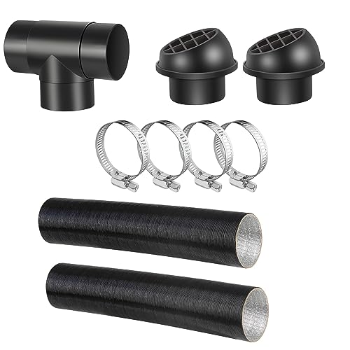 Dreafly Durchmesser 60 mm Heizungsluftleitungsschlauch, Autoheizungsrohrleitung T-Stück Warmluftauslass Entlüftungsschlauchklemmen Ersatzzubehör von Dreafly