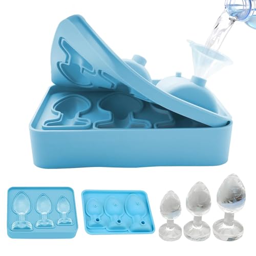 Eiswürfelbehälter Mit Deckel, Eiswürfelform Silikon Lustig Wiederverwendbare Eiswürfel, Bpa-Frei Ice Cube Tray Für Whisky, Cocktails (Blau) von Dreaku