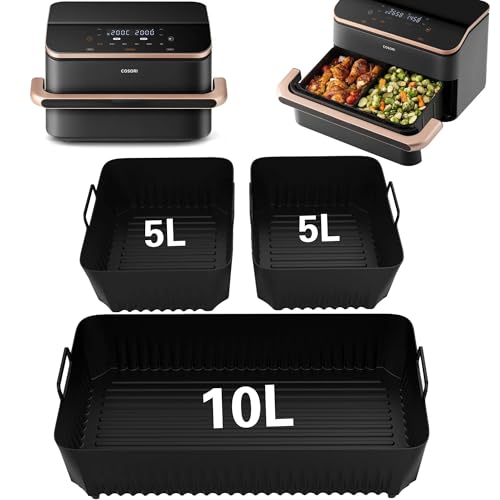 Silikonform Heißluftfritteuse Zubehör für Cosori Twinfry 10L, 3 Stück Silikonform Airfryer Heissluftfritteuse, Air Fryer Zubehör Silikon Einsätze für Cosori 10L von Dreaku