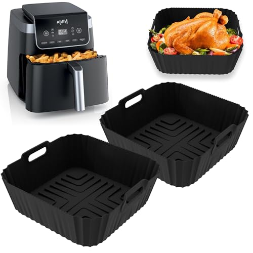 Silikonform Heißluftfritteuse für Ninja Heißluftfritteuse Pro 4.7L 6.2L, Quadrat Silikonform Heißluftfritteuse Zubehör für Ninja Af140Eu Af180Eu, Wiederverwendbares Ninja Airfryer Zubehör Silikon Eins von Dreaku