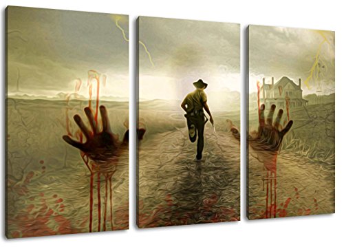 The Walking Dead Motiv, 3-teilig auf Leinwand (Gesamtformat: 120x80 cm), Hochwertiger Kunstdruck als Wandbild. Billiger als EIN Ölbild! Achtung KEIN Poster oder Plakat! von Dream-Arts