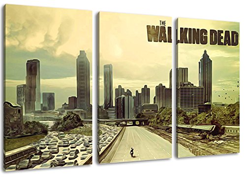 The Walking Dead Motiv, 3-teilig auf Leinwand (Gesamtformat: 120x80 cm), Hochwertiger Kunstdruck als Wandbild. Billiger als EIN Ölbild! Achtung KEIN Poster oder Plakat! von Dream-Arts