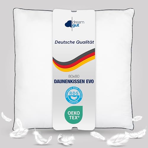 Premium Deutsche Qualität Daunenkissen 80x80 cm,15% Federn,innovatives High-End Fusionskopfkissen, Daunen & Federn plus Hohlfaserkugel Kopfkissen, beidseitig nutzbar, ÖKO-TEX Premium Qualität 80x80 cm Premium Deutsche Qualität Daunenkissen 80x80 cm,15% Federn,innovatives High-End Fusionskopfkissen, Daunen & Federn plus Hohlfaserkugel Kopfkissen, beidseitig nutzbar, ÖKO-TEX Premium Qualität 80x80 cm von Dream Gut