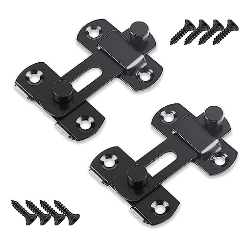 2 Stück Flip Latch Gate Latches Sicherheitstürschloss, Fenster Tür-Push-Lock, Schieberiegel Beidseitig,Riegelschloss Flip Latch mit Schrauben für Tür, türriegel schwarz von Dream HorseX