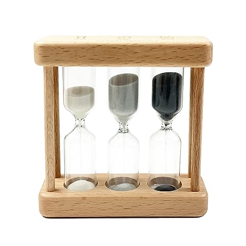 Sanduhren Set für Kinder, Küchen-Timer-Uhr, Zeitmanagement, 3 in 1 Kombi-Sanduhr, Sanduhr für Kindergeburtstagsgeschenk, Schwarzer und Weißer Sand, 1, 3, 5 Minuten von Dream HorseX