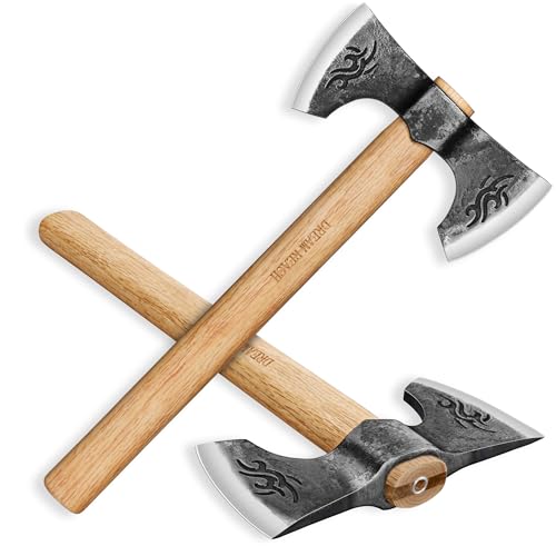Dream Reach 2PCS Beil Axt Set Doppelaxt Survival Camping Outdoor Wikinger Handaxt Holzgriff für Bushcraft Wald Garten Männer Geschenke Dream Reach 2PCS Beil Axt Set Doppelaxt Survival Camping Outdoor Wikinger Handaxt Holzgriff für Bushcraft Wald Garten Männer Geschenke von Dream Reach