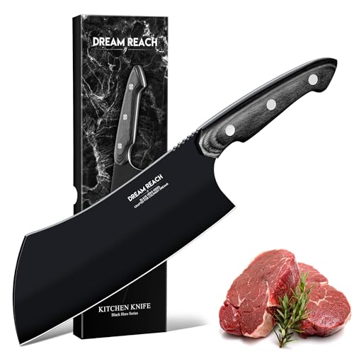 Dream Reach Hackmesser Chinesisches Kochmesser - Profi Hack Messer Full Tang Metzgermesser Hochwertigem Edelstahl für Küche, Grill, Geburtstag, Geschenk für Mutter und Vater von Dream Reach