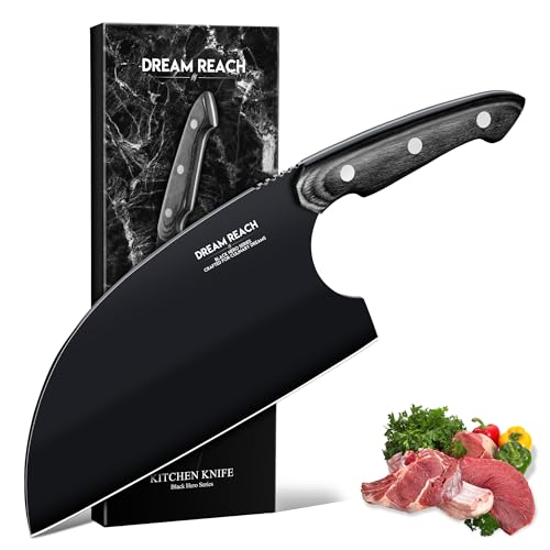 Dream Reach Hackmesser Serbische Kochmesser - Full Tang Küchenhackmesser mit Ergonomischer Holzgriff für Grill Küchen, Geschenk für Männer von Dream Reach