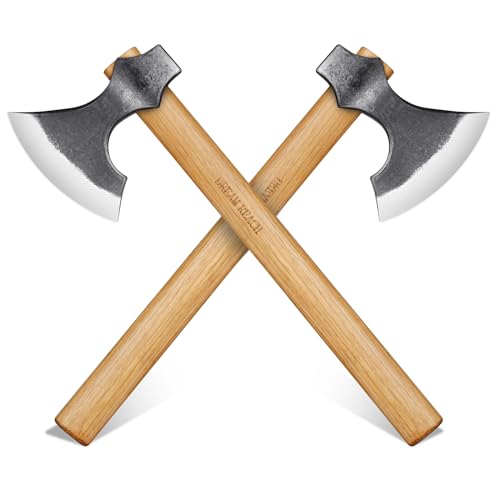 Dream Reach 2PCS Beil Axt Set Geschmiedete Camping Axt Handbeil Outdoor Survival Viking Axt Holzgriff Freizeitbeil für Bushcraft Wald Garten Männer Geschenke, NYM-AXT01 Dream Reach 2PCS Beil Axt Set Geschmiedete Camping Axt Handbeil Outdoor Survival Viking Axt Holzgriff Freizeitbeil für Bushcraft Wald Garten Männer Geschenke, NYM-AXT01 von Dream Reach