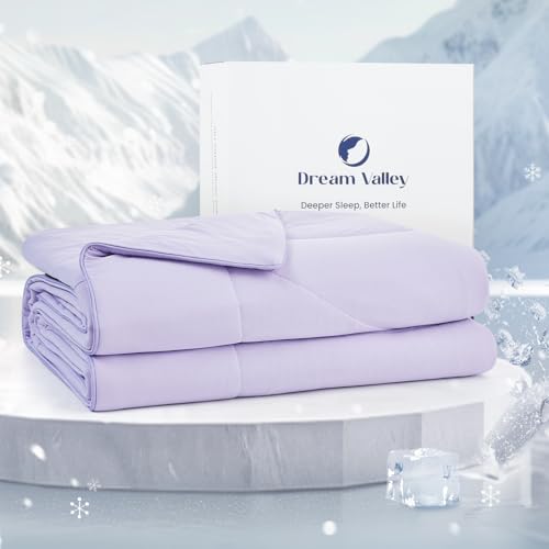 Dream Valley® Outlast® Kühldecke, NASA-Klasse Technologie Q-Max > 0,4 weich Selbstkühlende Decke, Aerocool™ Kühlende Decke für heiße Schläfer, Nachtschweiß, Hellviolett, 228 x 228cm von Dream Valley