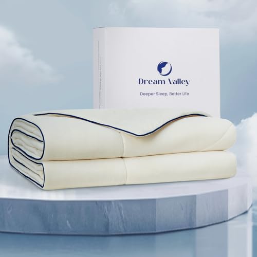 Dream Valley Outlast® Kühldecke, NASA-Klasse Technologie Q-Max > 0,4 weich Selbstkühlende Decke, Aerocool™ Kühlende Decke für heiße Schläfer, Nachtschweiß, Elfenbein, 228 x 228cm von Dream Valley