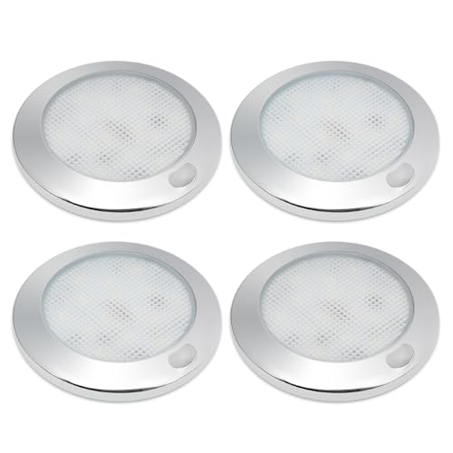 Dream lighting 12v LED Innenbeleuchtung Wohnwagen Wohnmobil 6000K Kaltweiß LED Lampen Flach mit Memory-Funktion IP44 2W 7,6CM 4er Set von Dream lighting
