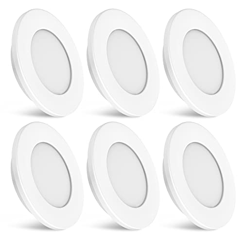 Dream lighting LED Spots 12v Dimmbar Flach Wohnmobil Wohnwagen Einbauspot Weiß Gehäuse LED Lampen Innen 2W IP44 6000K Kaltweiß 6er Set von Dream lighting