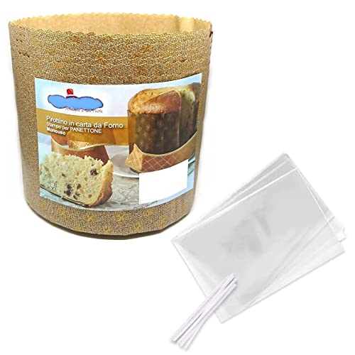 Backform Panettone 500g hoch – 10 Stück – Ragout Einweg aus Papier-Ofen – Ideal für Panettone, Panettone Gastronomie, mit Weihnachtsmotiv, Pan Brioche, Pan Dolce etc. [Dream's Party] von Dream' s Party